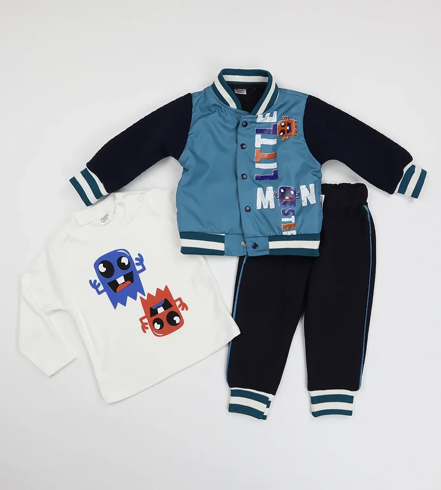 Set bebe trei piese little monster Set bebe trei piese little monster
