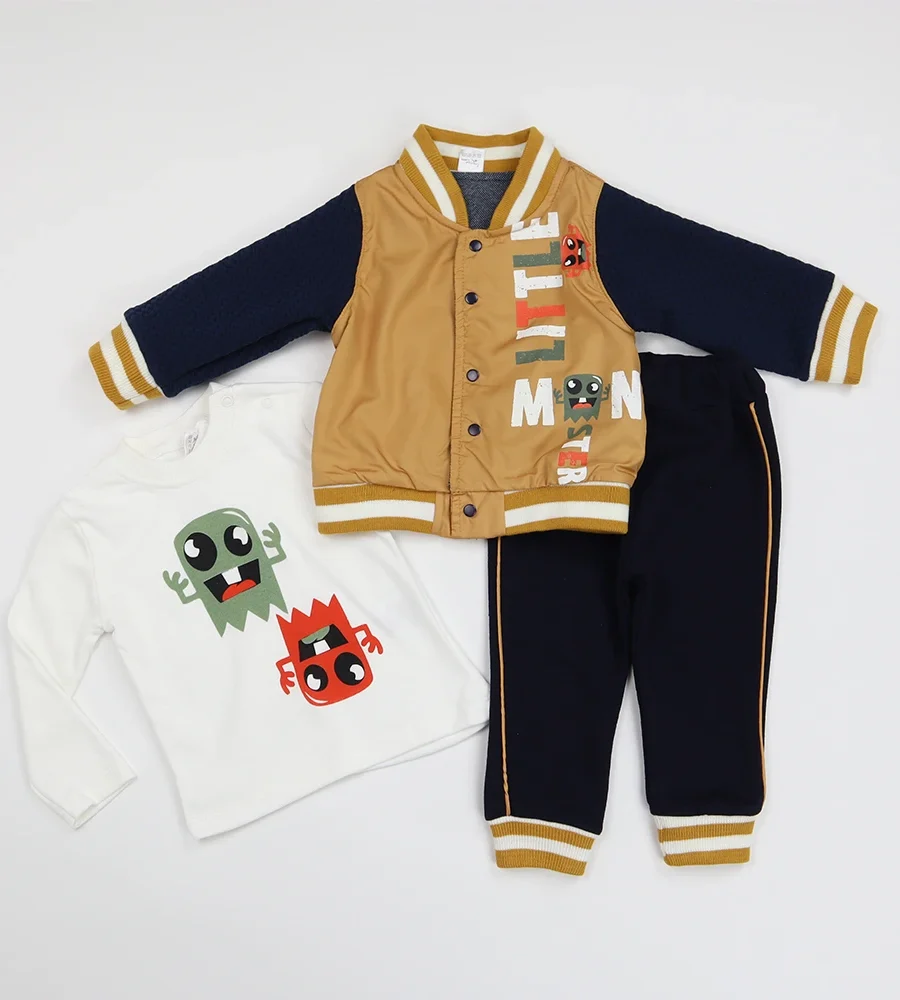 Set bebe din trei piese Little Monster Set bebe din trei piese Little Monster