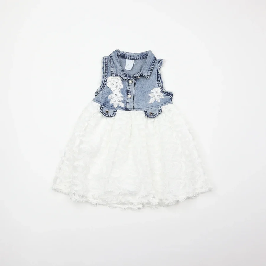 Rochie de jeans cu tul Rochie de jeans cu tul