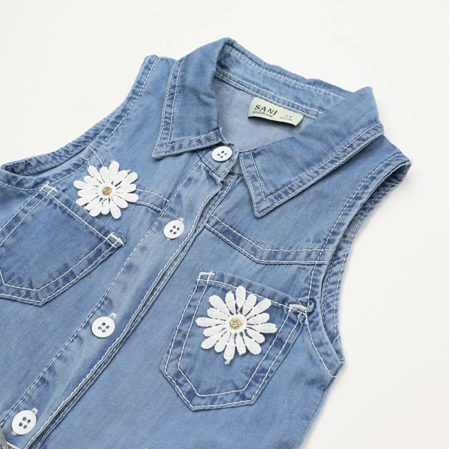 Rochie de jeans cu floricele