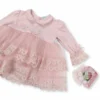 Rochiță pentru bebe din bumbac și tul cu bentiță-2