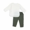 Set baietei din două piese din muselină alb verde-1