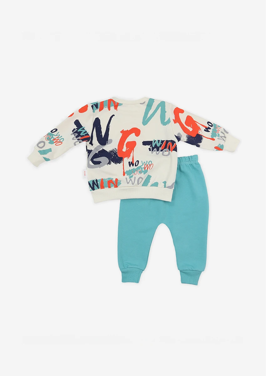 compleu-beietie-cu-imprimeu-6-9-12-18-24-luni-2 Set din două piese BabyGo!