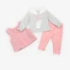 set-trei-piese-fete-vesta-roz-1 Set din trei piese flaușat cu Iepuras și floricele