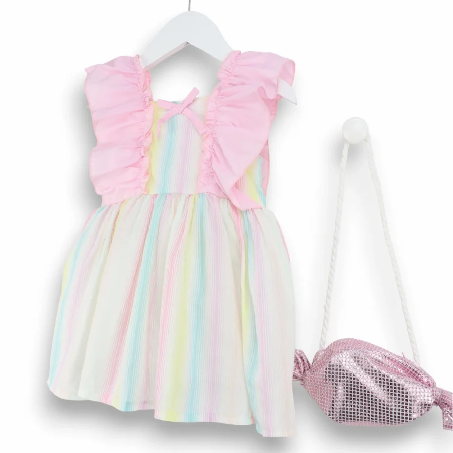 Rochie Curcubeu cu volanase