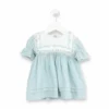 Rochie din bumbac cu flori brodate si dantela