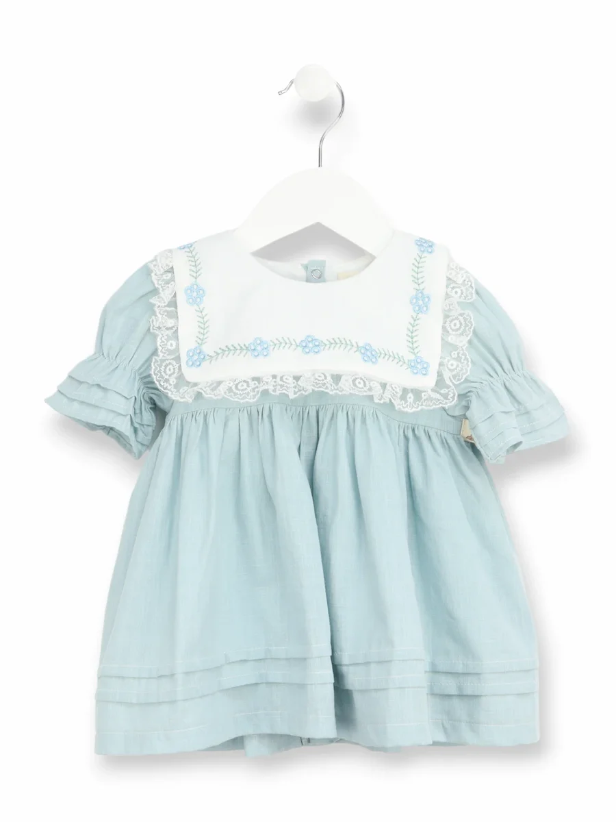 Rochie din bumbac cu flori brodate si dantela