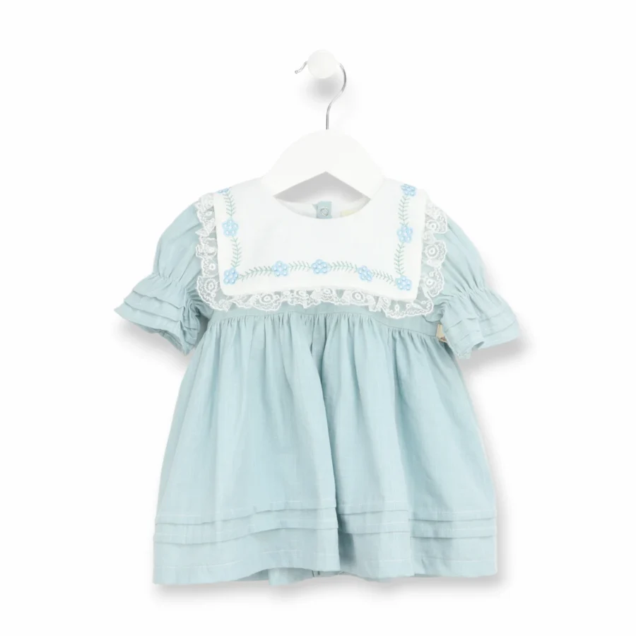 Rochie din bumbac cu flori brodate si dantela