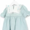 Rochie din bumbac cu flori brodate si dantela
