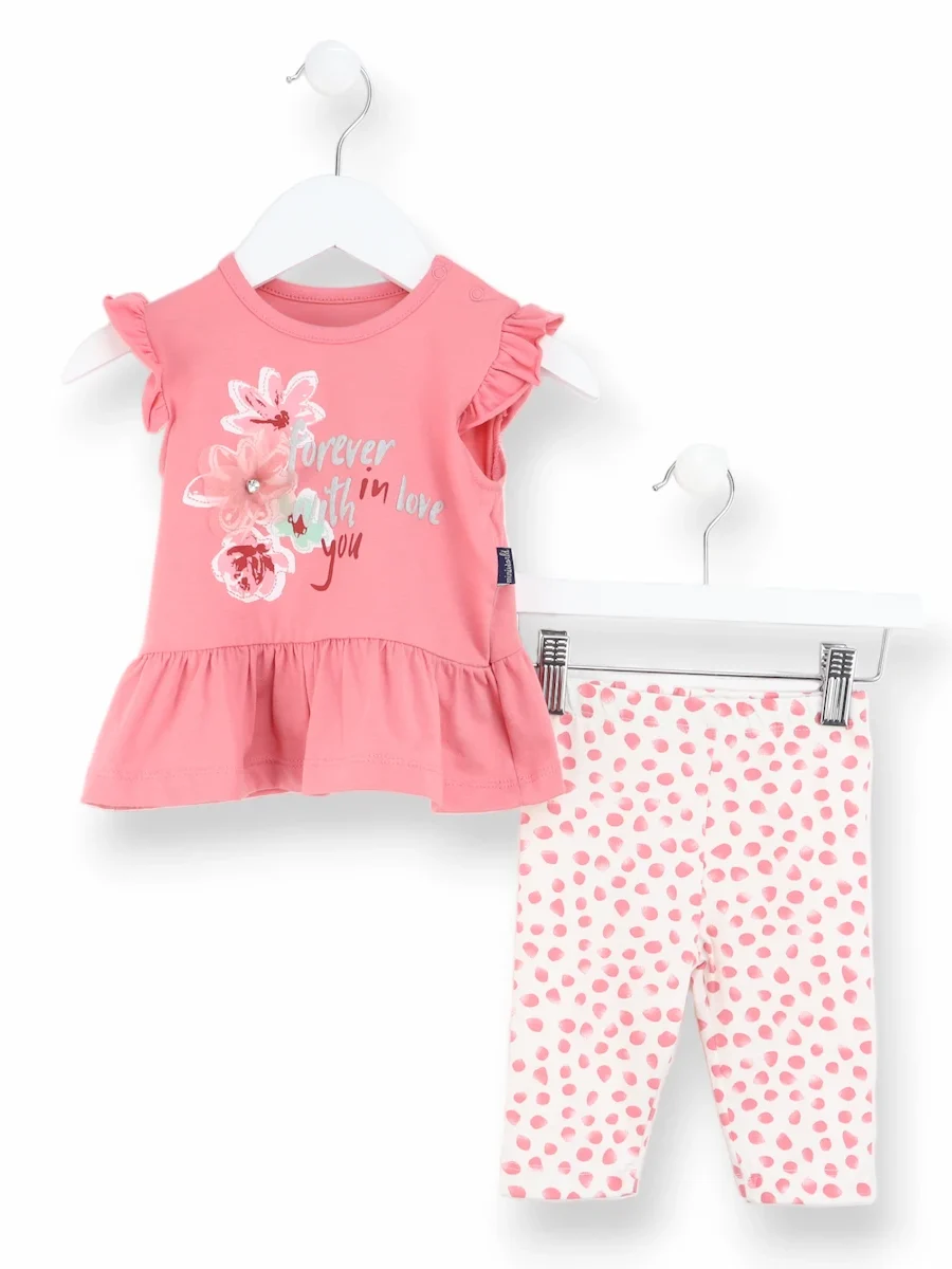 Compleu fetite cu tricou si colanti cu motive