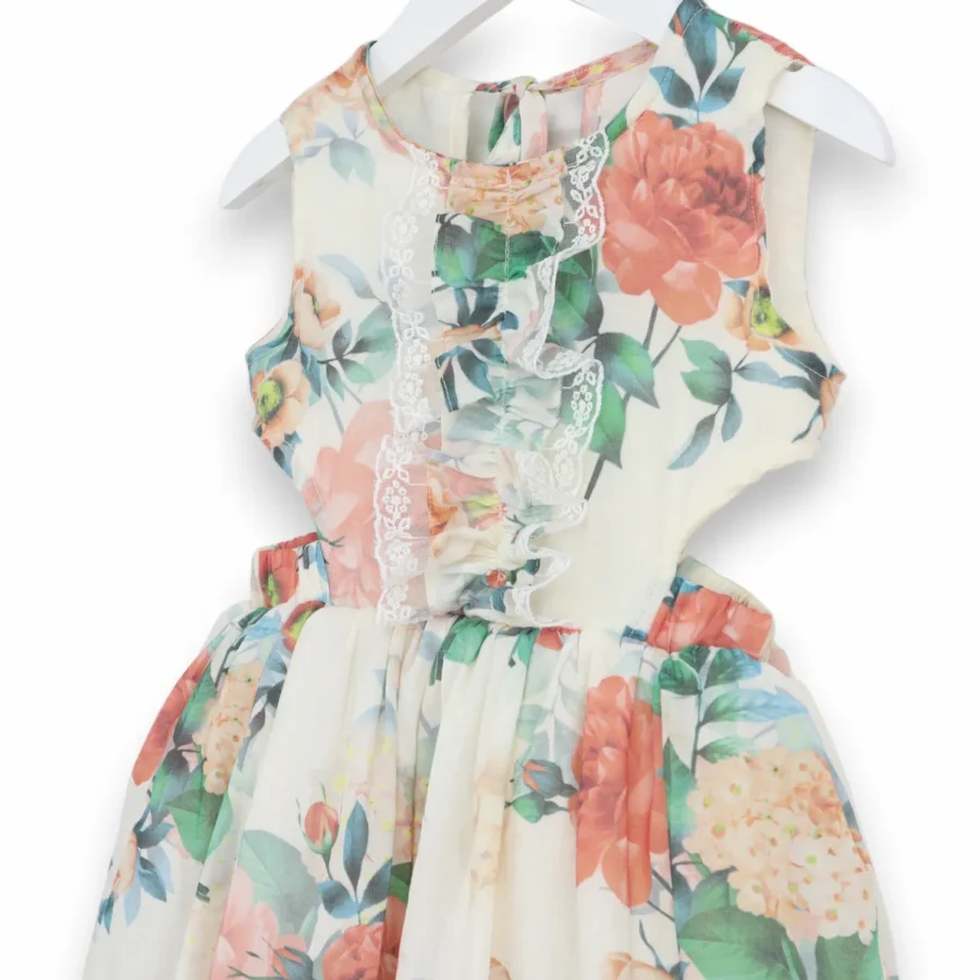 Rochie fara maneci cu motive florale