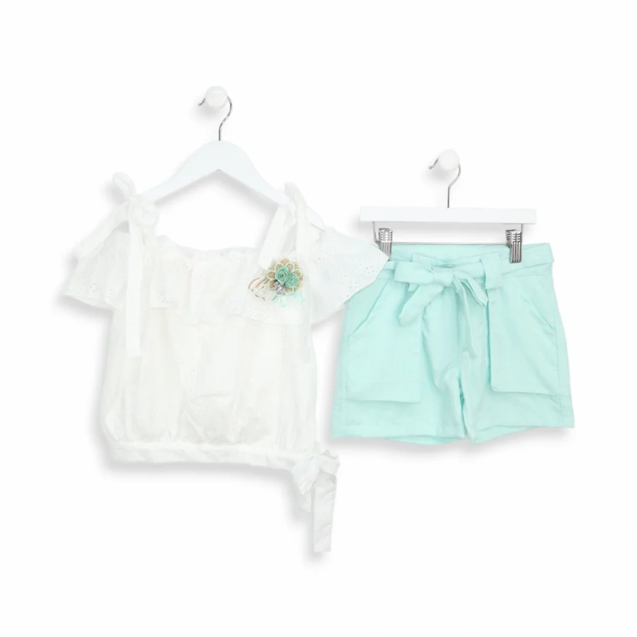 Compleu-fete-bluza-brodata-si-pantaloni-scurti-verzi