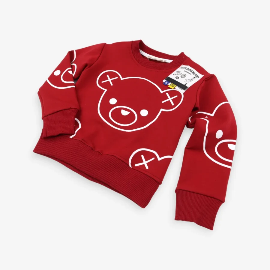 bluza-baieti-cu-ursulet-rosu-grena