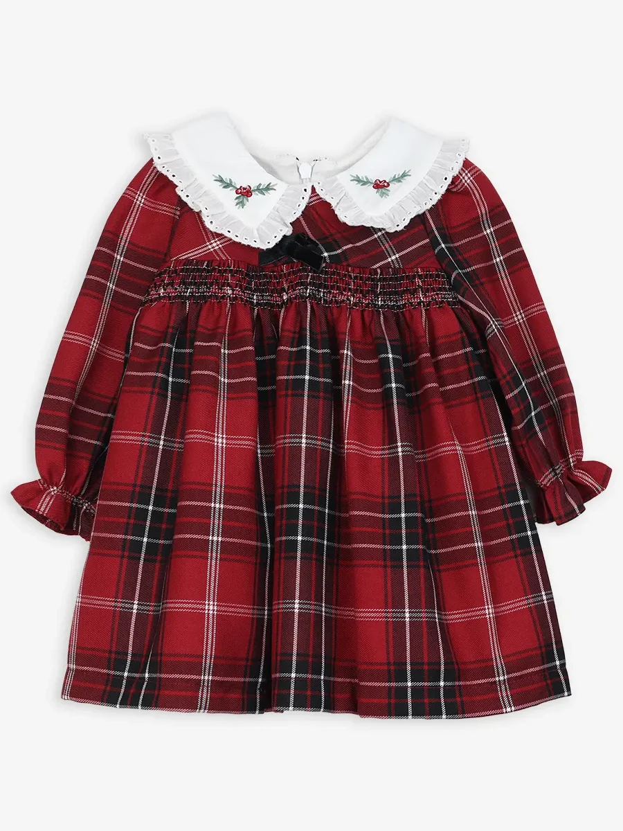 rochie-fetite-cu-guler-in-carouri-rosie