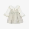 rochie-fetite-cu-guler-maneci-bufante-crem
